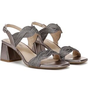 LifeStride Charnelle Pewter Metallic Block Heel Slingback Dress Sandal Sz 7.5 M